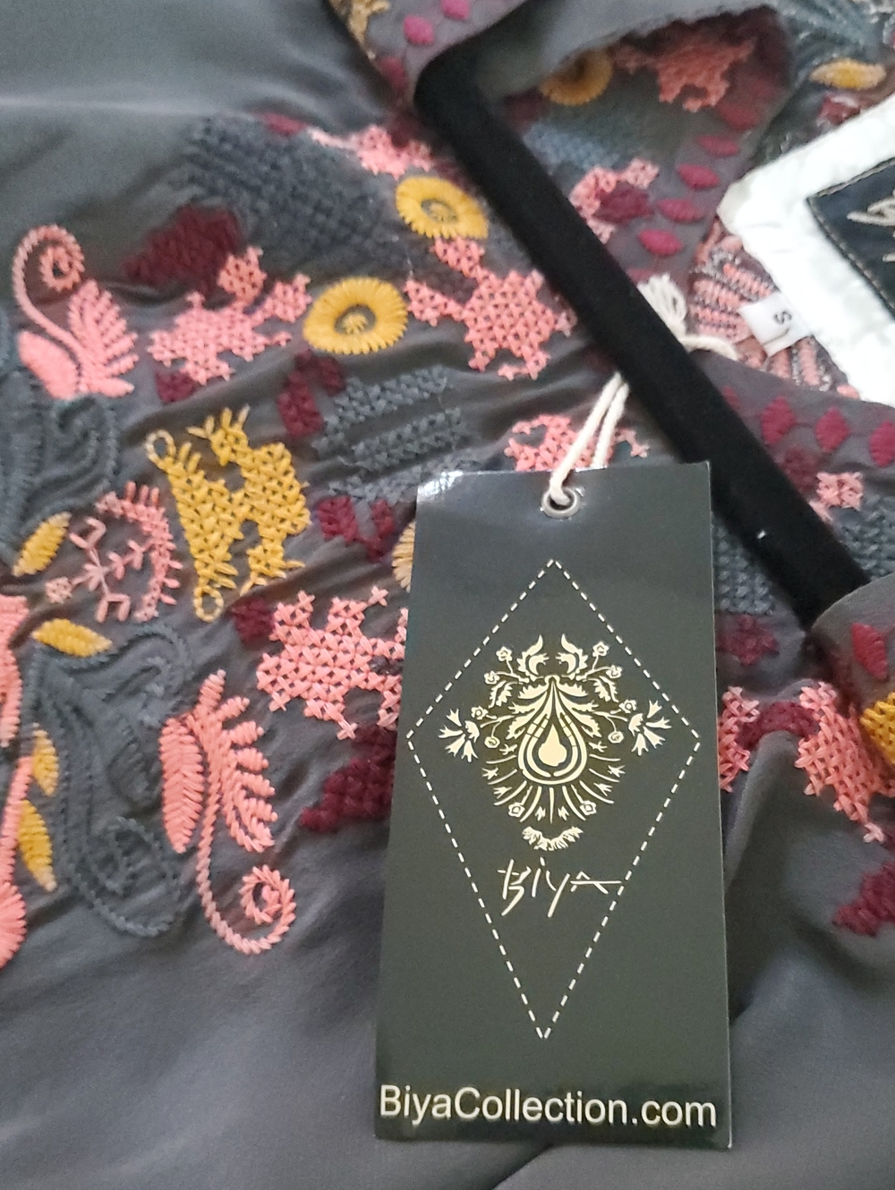 Embroidered Silk Gray Tunic - Picture 12 of 13